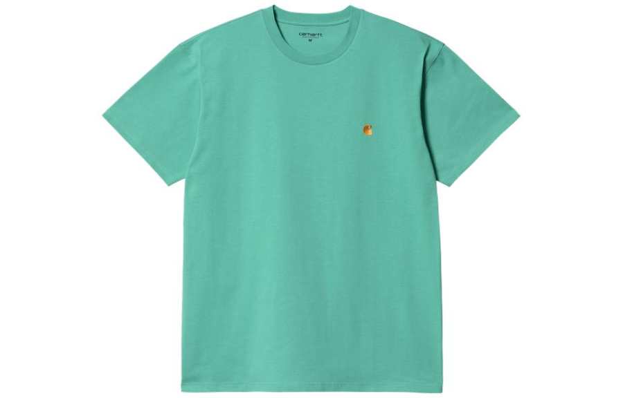 Carhartt WIP SS23 CHROMO T Shirts Men's Green Crew Neck Moderate Straight Fit