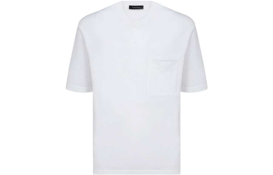 Ermenegildo Zegna T Shirts Men's White Crew Neck Moderate Straight Fit