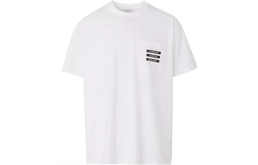 Burberry T Shirts Men's White Crew Neck Moderate Straight Fit