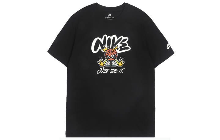 Nike Nike T Shirts Men's Black Crew Neck Moderate Straight Fit