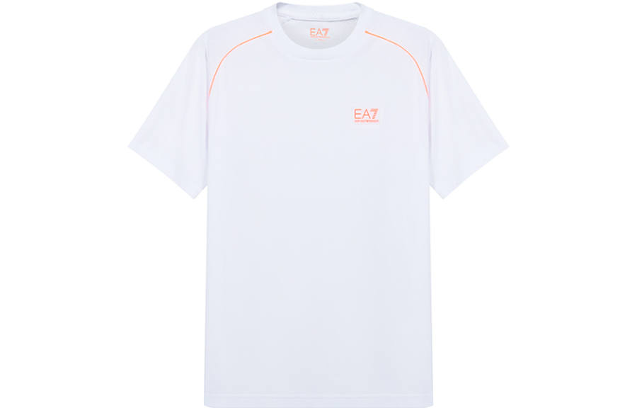 EMPORIO ARMANI EA7 T Shirts Men's White Crew Neck Moderate Straight Fit