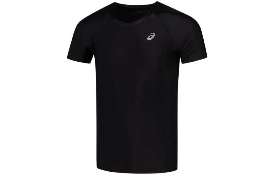 ASICS T Shirts Men's Black Crew Neck Moderate Straight Fit