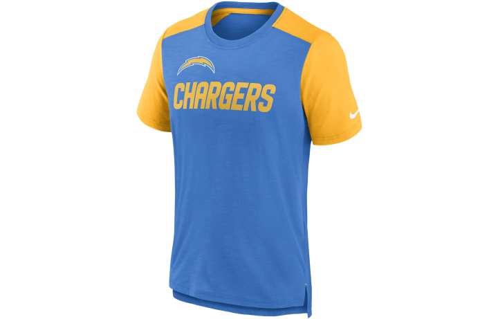 Nike Nike T Shirts Men's Blue Yellow Patchwork Crew Neck Moderate Straight Fit