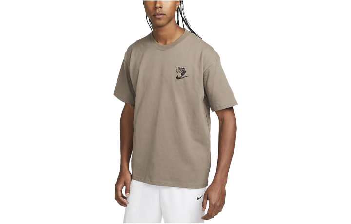 Nike Nike T Shirts Men's Olive Gray Crew Neck Moderate Straight Fit
