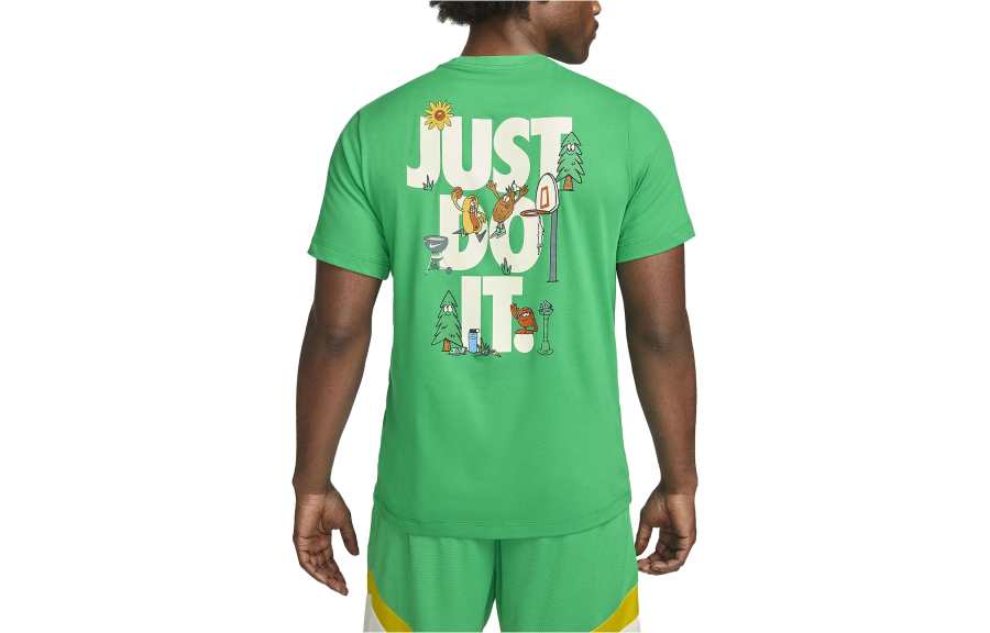 Nike Nike T Shirts Men's Green Crew Neck Moderate Straight Fit