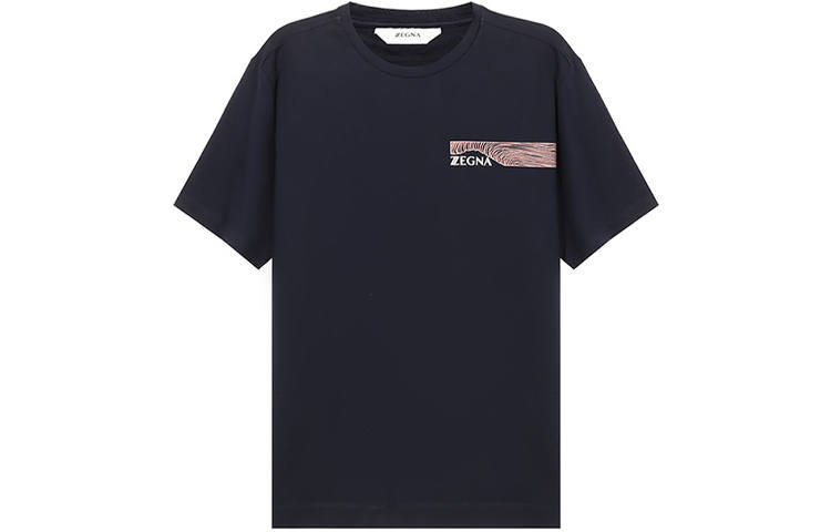 Zzegna T Shirts Men's Navy Crew Neck Moderate Straight Fit