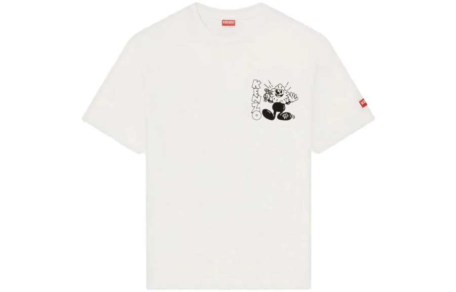 KENZO BOKE FLOWER Collection T Shirts Men's White Crew Neck Moderate Straight Fit