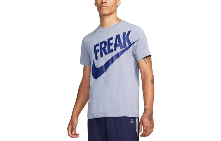 Nike Nike T Shirts Men's Blue Crew Neck Moderate Straight Fit