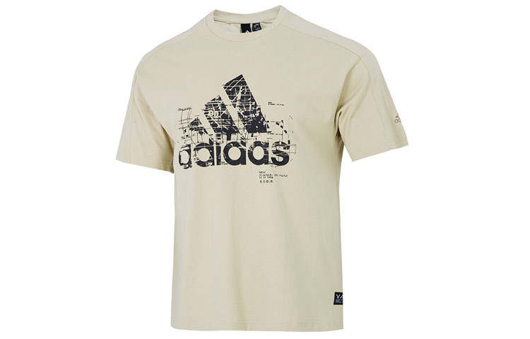 Adidas Adidas T Shirts Men's Khaki Crew Neck Moderate Straight Fit