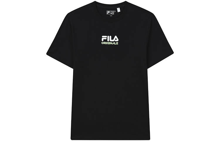 FILA T Shirts Men's Jet Black Crew Neck Moderate Straight Fit