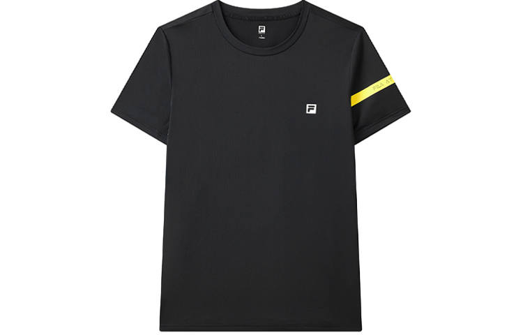 FILA T Shirts Men's Pitch Black Crew Neck Moderate Straight Fit