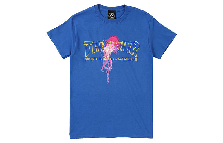 Thrasher T Shirts Unisex Blue Crew Neck Moderate Straight Fit