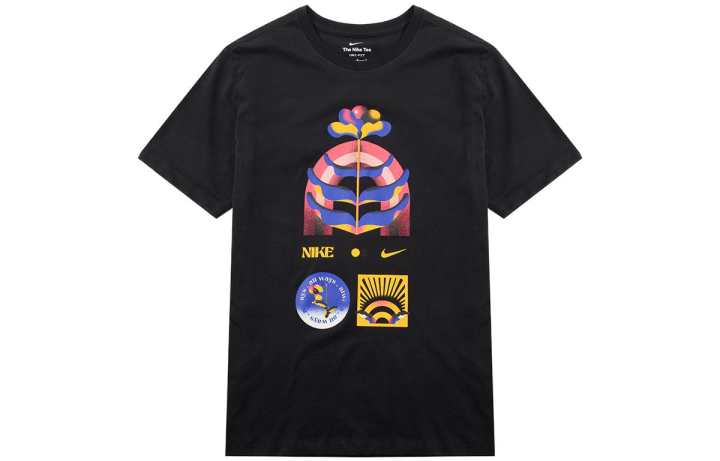 Nike Nike T Shirts Men's Black Crew Neck Moderate Straight Fit