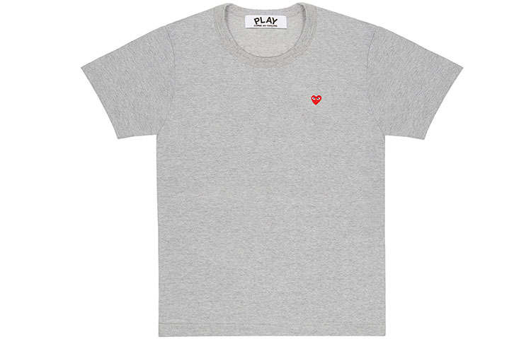 CDG Play T Shirts Men's Gray Crew Neck