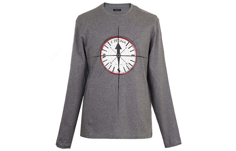 Zzegna T Shirts Men's Gray Crew Neck Moderate Straight Fit
