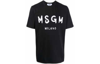 MSGM Logo Printed Crew Neck T Shirt