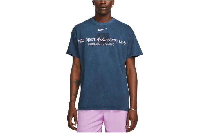 Nike Nike T Shirts Men's Dark Blue Crew Neck Moderate Straight Fit