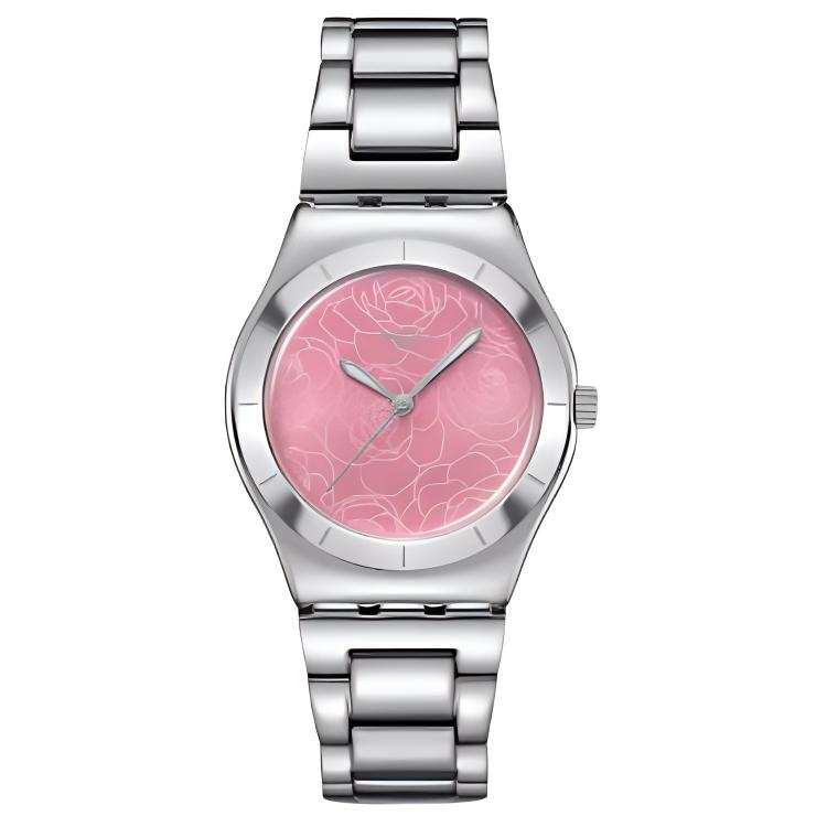 SWATCH Irony Quartz Movement Women's Watch 33mm Pink Watch Dial Stainless Steel Case