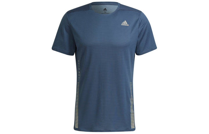 Adidas Adidas Running T Shirts Men's Tech Blue Crew Neck Moderate Straight Fit