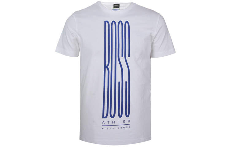 HUGO BOSS T Shirts Men's White Crew Neck Moderate Straight Fit