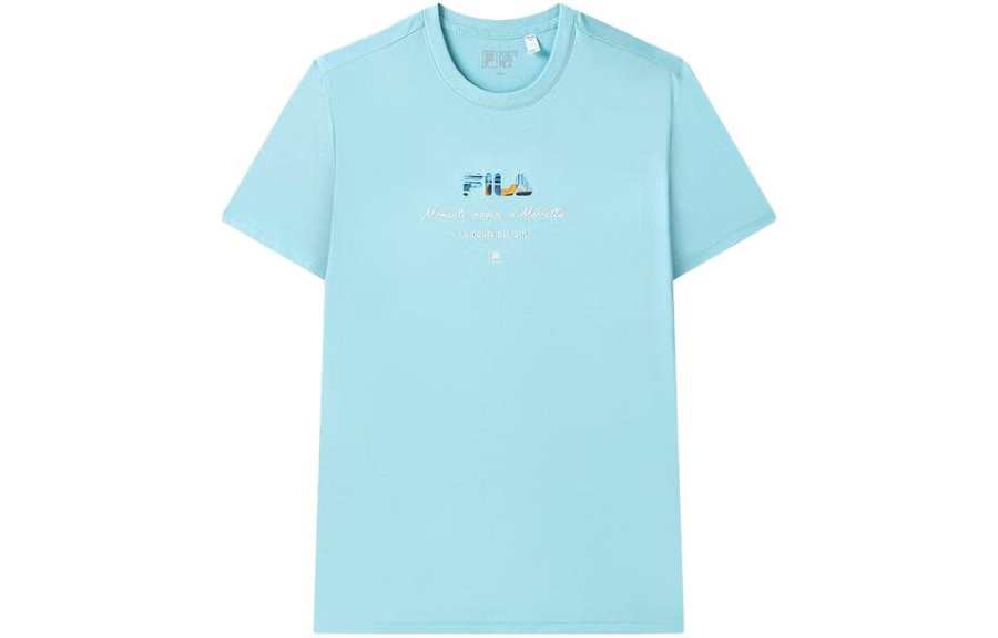 FILA T Shirts Men's Blue Crew Neck Moderate Straight Fit