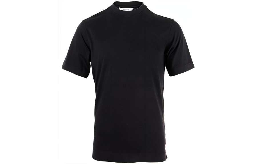 Ermenegildo Zegna T Shirts Men's Black Crew Neck Moderate Straight Fit