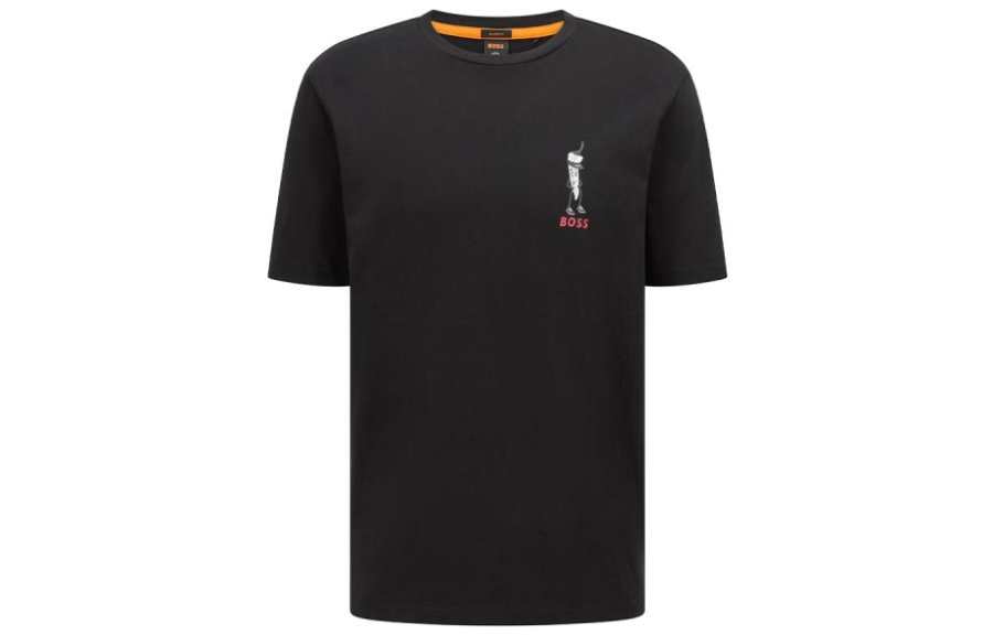 HUGO BOSS T Shirts Men's Black Crew Neck Moderate Straight Fit