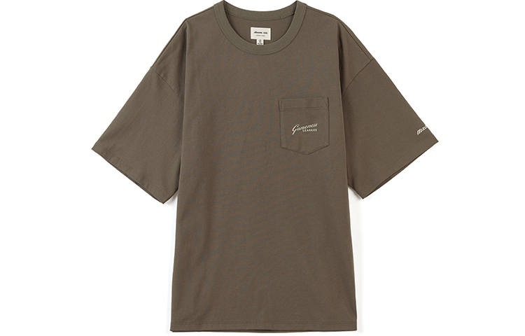 Mizuno X U.sage T Shirts Unisex Olive Green Crew Neck Moderate Straight Fit