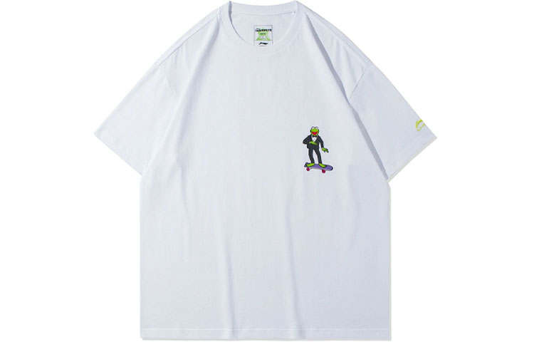 Li-Ning Li Ning X Disney T Shirts Unisex White Crew Neck Moderate Straight Fit