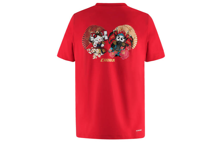 Li-Ning Li Ning T Shirts Men's Total Cherry Red Crew Neck Moderate