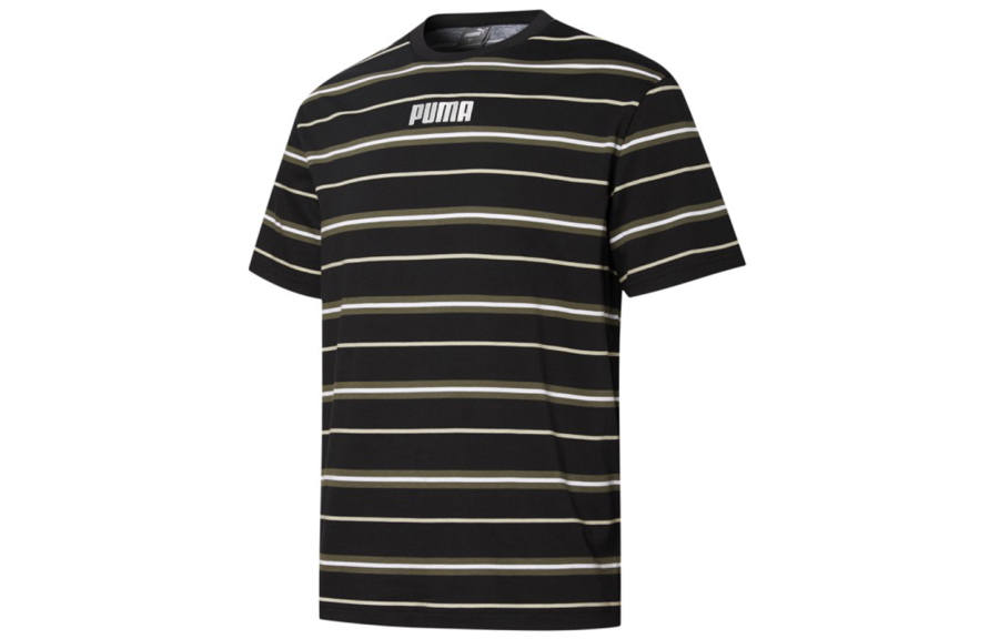 PUMA T Shirts Men's Black Crew Neck Moderate Straight Fit