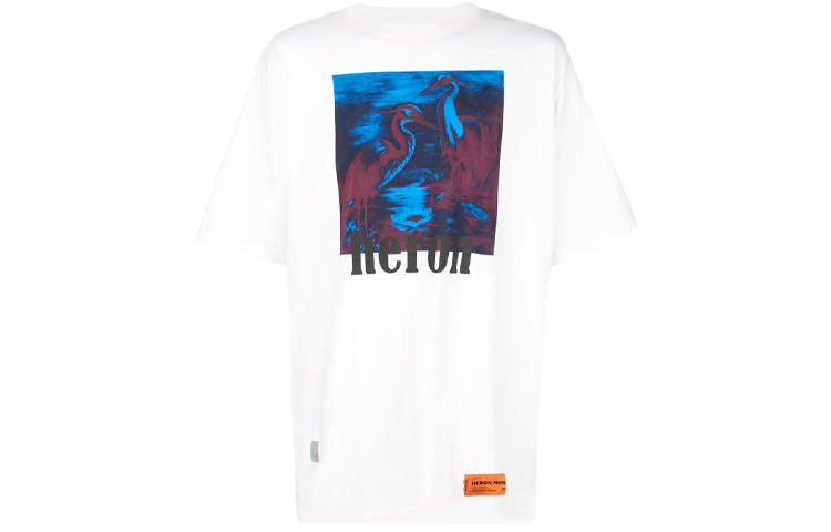HERON PRESTON T Shirts Men's White Crew Neck Moderate Straight Fit