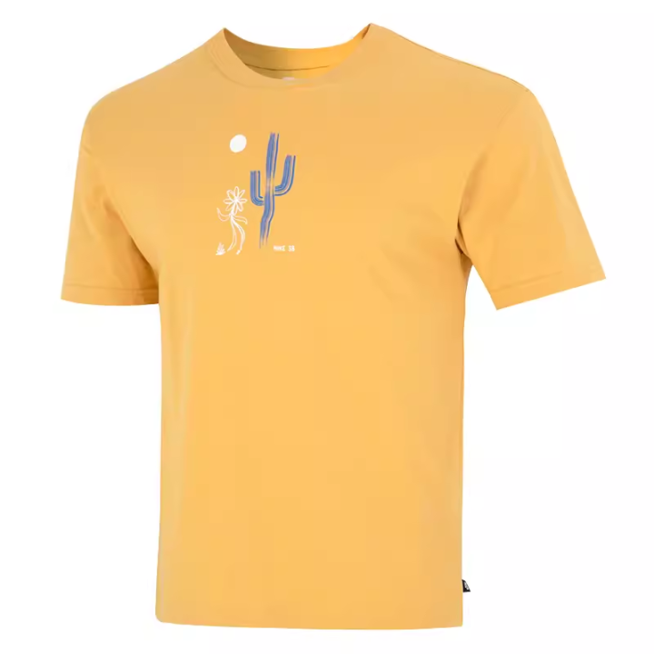 Nike Nike T Shirts Men's Yellow Crew Neck Moderate Straight Fit
