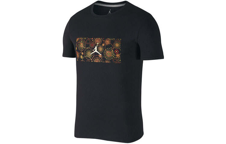 Jordan Jordan T Shirts Men's Black Crew Neck Moderate Straight Fit