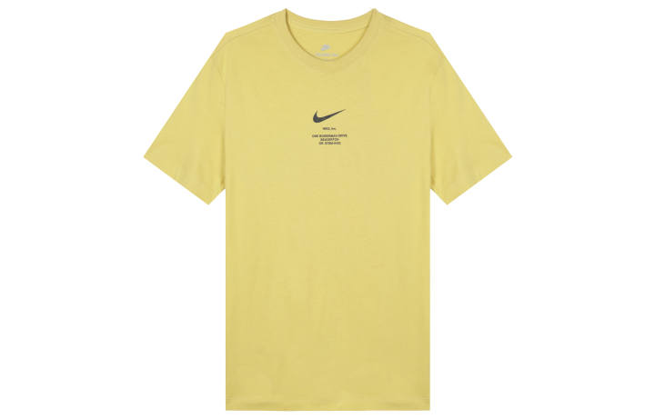 Nike Nike T Shirts Men's Yellow Crew Neck Moderate Straight Fit