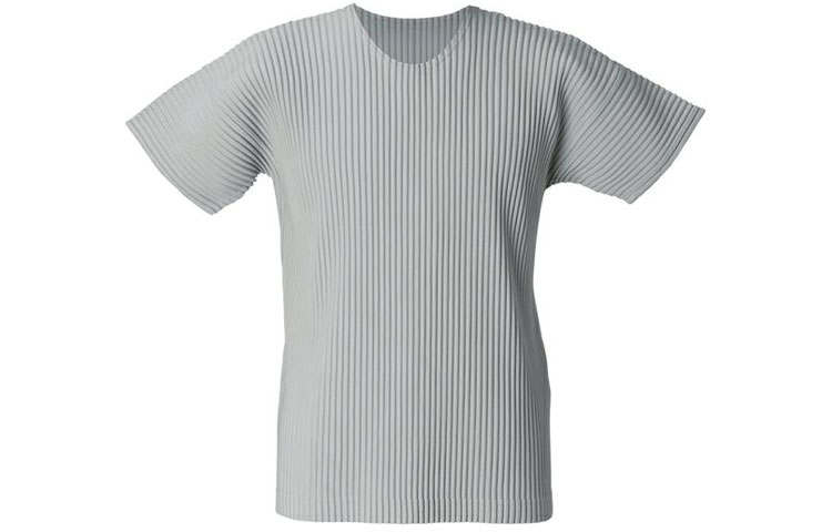 Homme Plissé Issey Miyake T Shirts Men's Light Gray Crew Neck Moderate Straight Fit