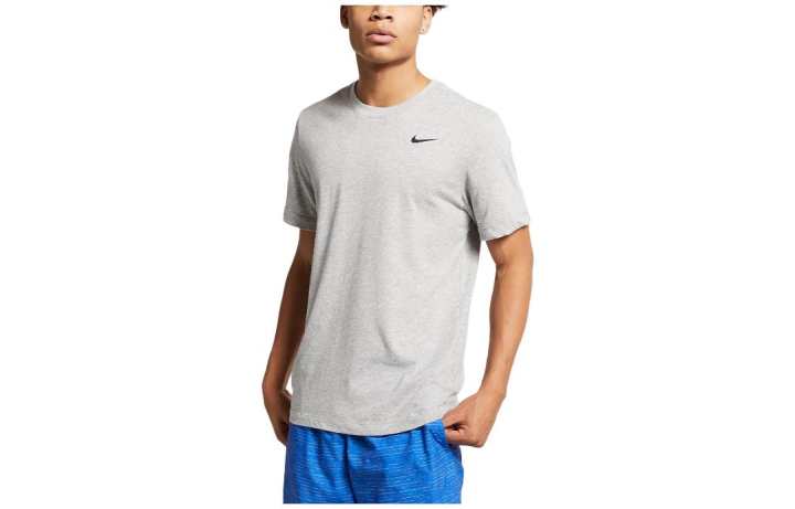 Nike Nike T Shirts Men's Silver Crew Neck Moderate Straight Fit