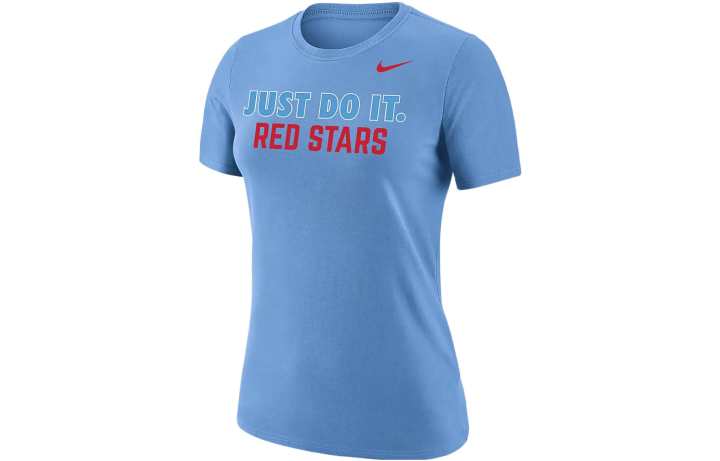 Nike Nike T Shirts Men's Sky Blue Crew Neck Moderate Straight Fit