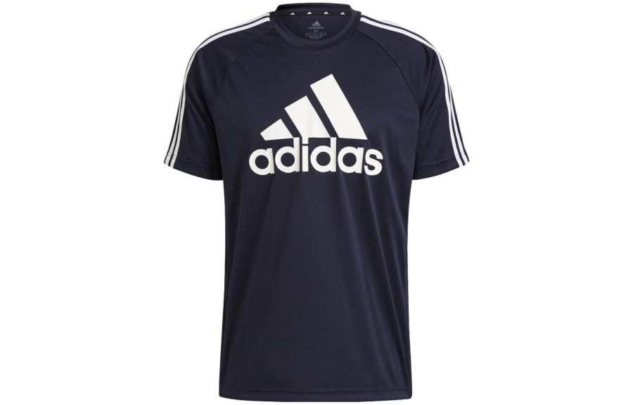Adidas Adidas T Shirts Men's Ink Blue Crew Neck Moderate Straight Fit