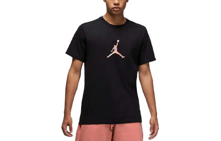 Jordan Jordan T Shirts Men's Black Crew Neck Moderate Straight Fit