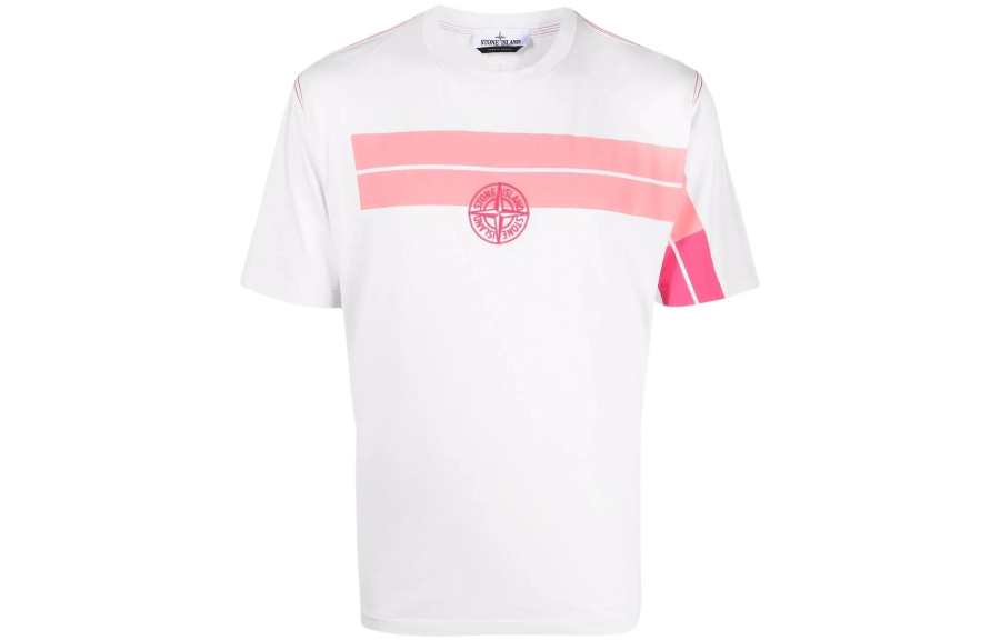 STONE ISLAND T Shirts Men's White Crew Neck Straight Fit