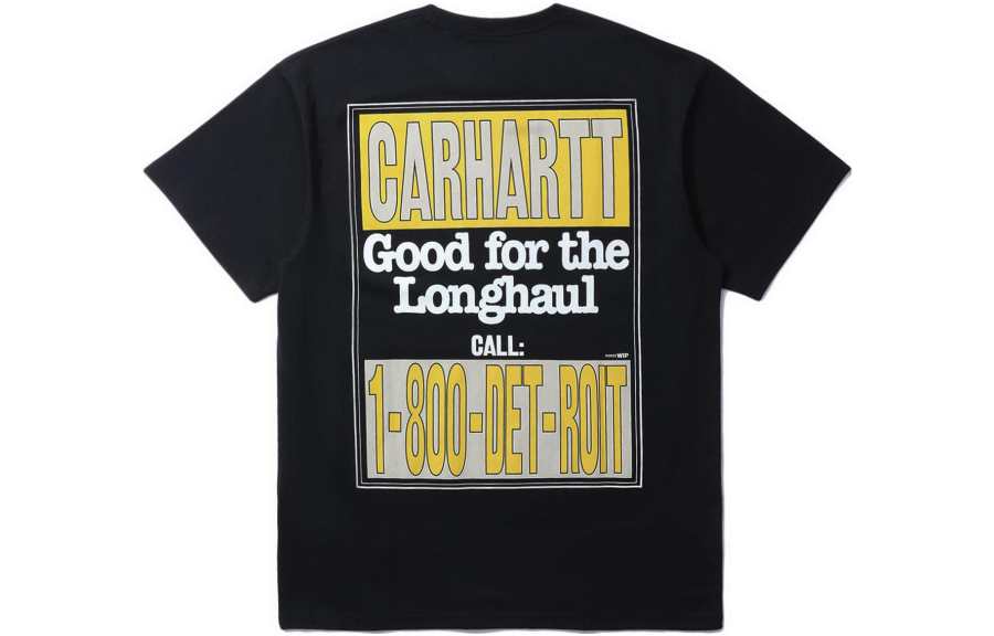Carhartt WIP T Shirts Men's Black Crew Neck Moderate Straight Fit