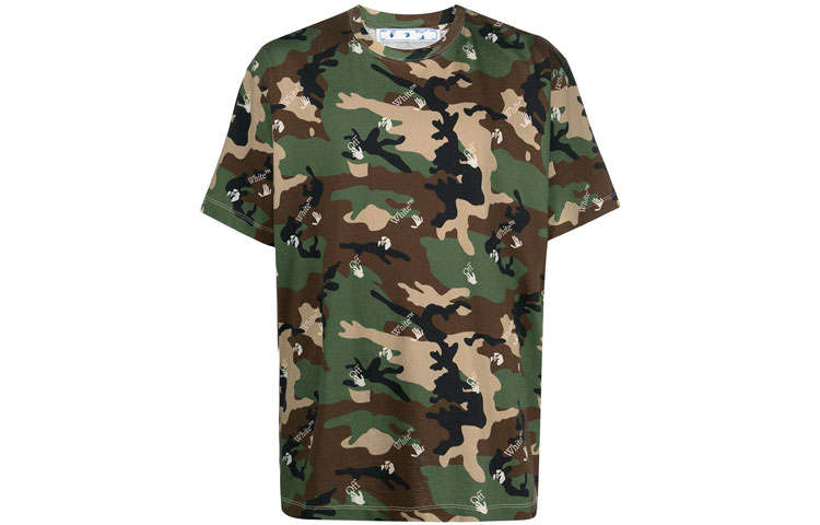 OFF-WHITE OFF WHITE Camouflage Print Crew Neck T Shirt