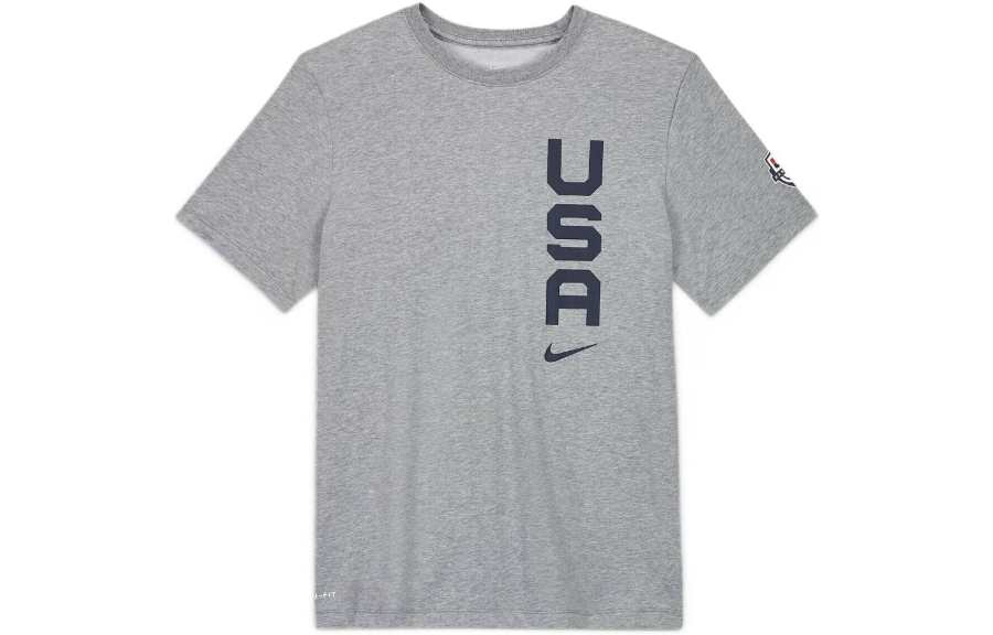 Nike Nike T Shirts Men's Gray Crew Neck Moderate Straight Fit