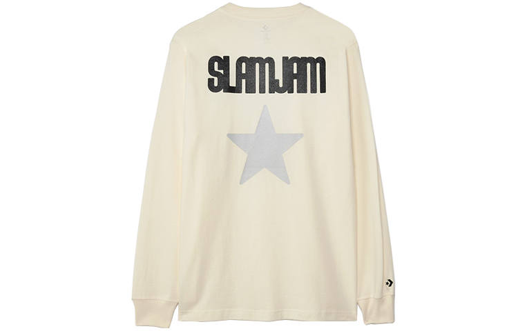 Converse X Slam Jam T Shirts Men's Ecru Crew Neck Moderate Straight Fit