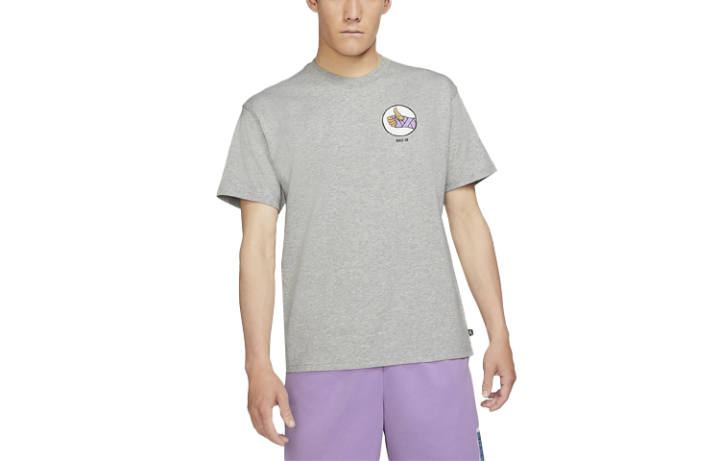 Nike Nike T Shirts Men's Gray Crew Neck Moderate Straight Fit