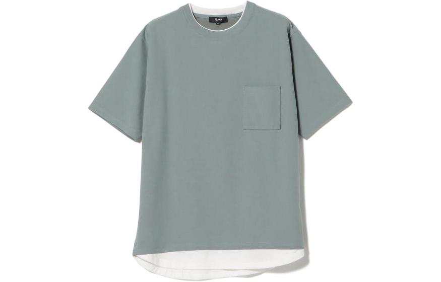 Beams T Shirts Men's Gray Crew Neck Moderate Straight Fit