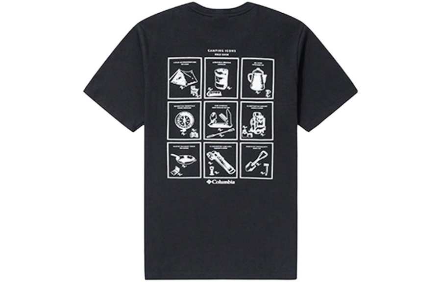 Columbia T Shirts Men's Black Crew Neck Moderate Straight Fit