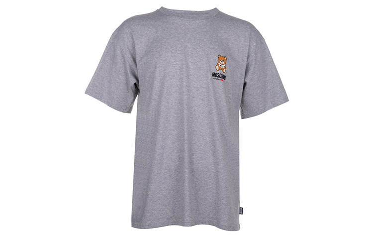 MOSCHINO T Shirts Men's Gray Crew Neck Moderate Straight Fit
