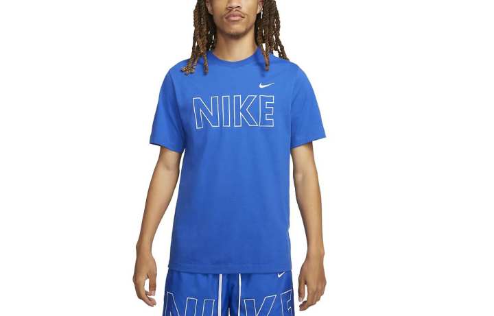 Nike Nike T Shirts Men's Blue Crew Neck Moderate Straight Fit